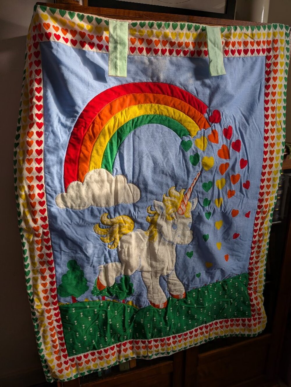Vintage 80s That’s Our Baby Rainbow Unicorn Quilt